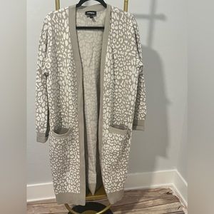 Express Animal Print Long Cardigan Duster Large